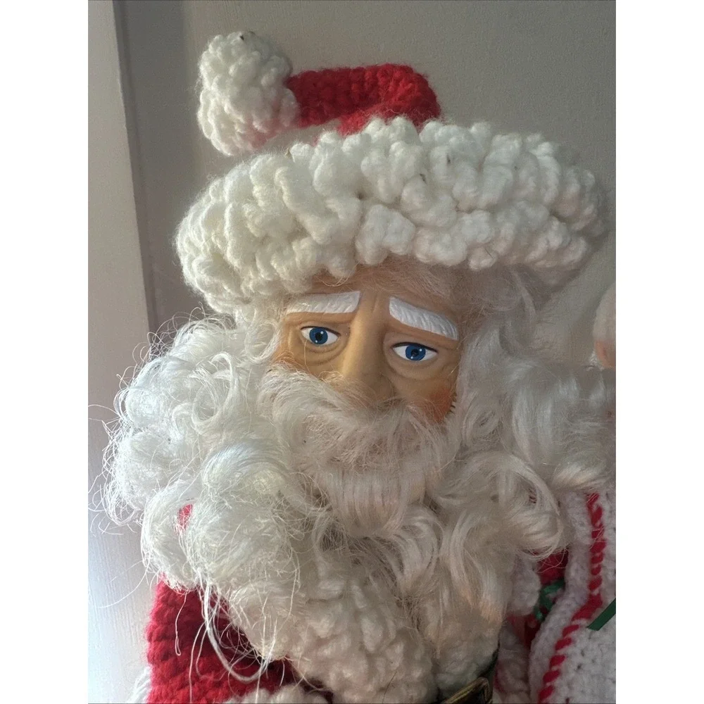 Santa‎ And Mrs Claus Dolls In Homemade Crochet Clothes